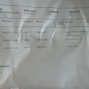 Main Control Board and Water Valves